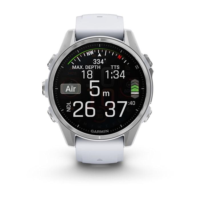 Fēnix® 8 - 43 mm, AMOLED, Silver con cinturino Whitestone in silicone
