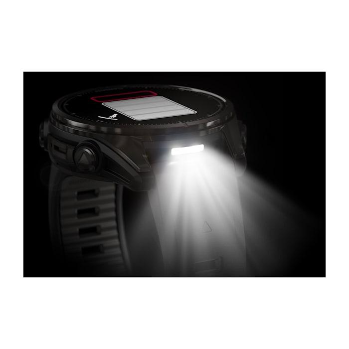 Fēnix® 8 - 43 mm, AMOLED, Sapphire, Titanio, Carbon Gray DLC con cinturino in silicone Black/pebble grey - 010-02903-21