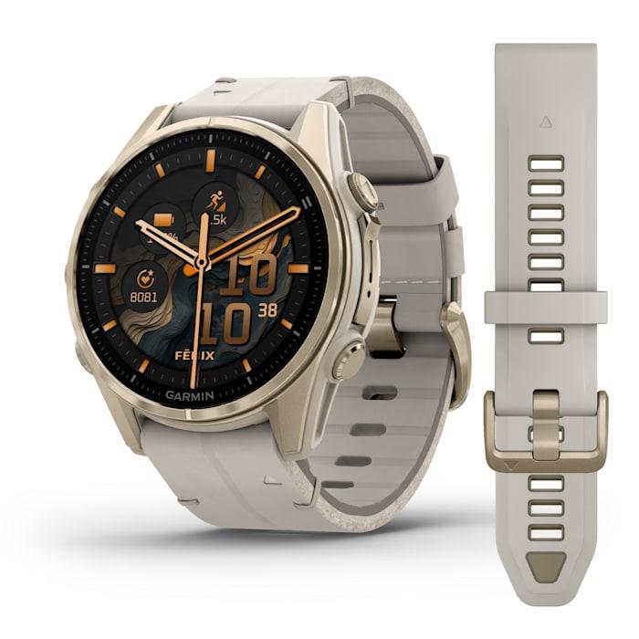 Fēnix® 8 - 43 mm, AMOLED, Sapphire, Oro rosato con cinturino in pelle avorio - 010-02903-40
