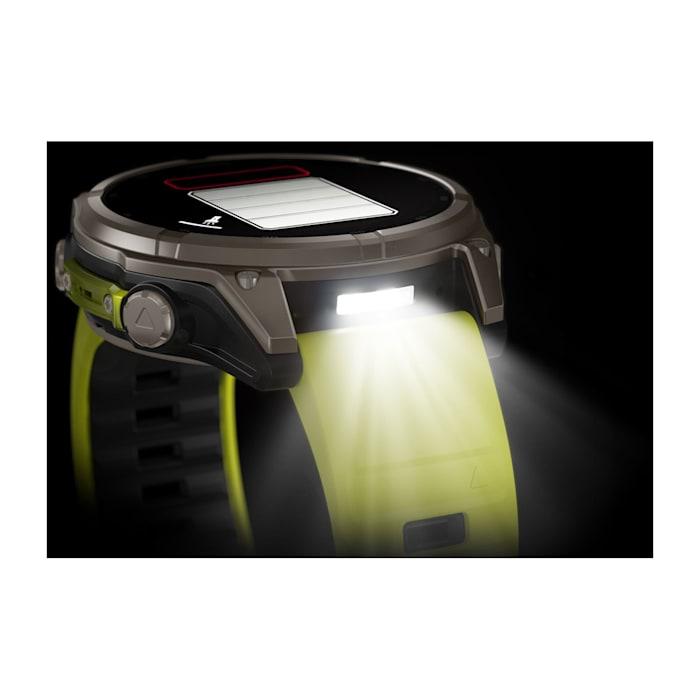 Fēnix® 8 - 47 mm, Solar, Sapphire, Titanium con cinturino Amp yellow/graphite in silicone