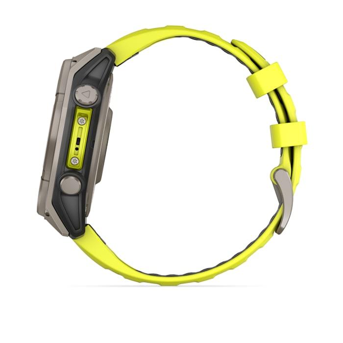Fēnix® 8 - 47 mm, Solar, Sapphire, Titanium con cinturino Amp yellow/graphite in silicone