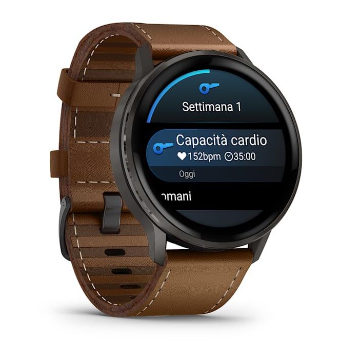 Venu® 4 – 45 mm, Slate con cinturino in silicone Black e cinturino in pelle Brown