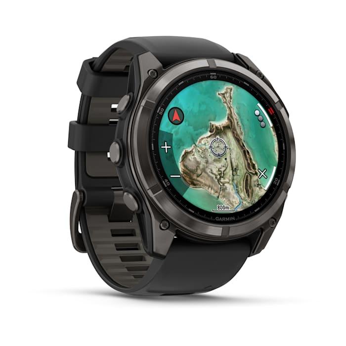Fenix 8 – 51 mm, MicroLED, Sapphire, Titanio, Carbon Gray DLC con cinturino in silicone Black/pebble grey