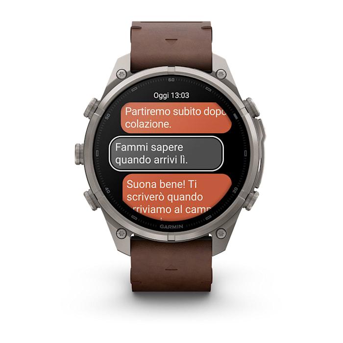Fenix 9 Pro – inReach, 47mm, Titanio con cinturino in pelle Walnut