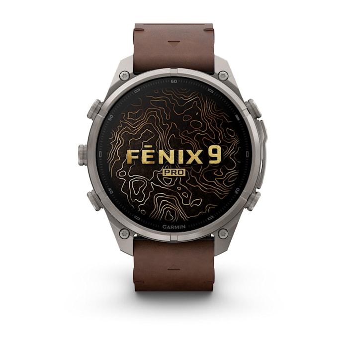 Fenix 9 Pro – inReach, 47mm, Titanio con cinturino in pelle Walnut