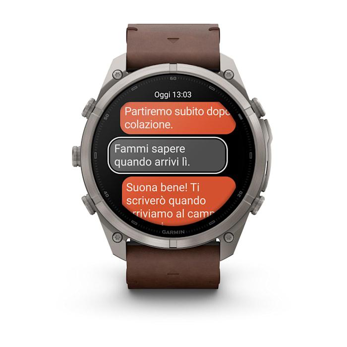 Fenix 9 Pro – inReach, 51mm, Titanio con cinturino in pelle Walnut