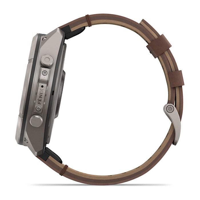 Fenix 9 Pro – inReach, 51mm, Titanio con cinturino in pelle Walnut