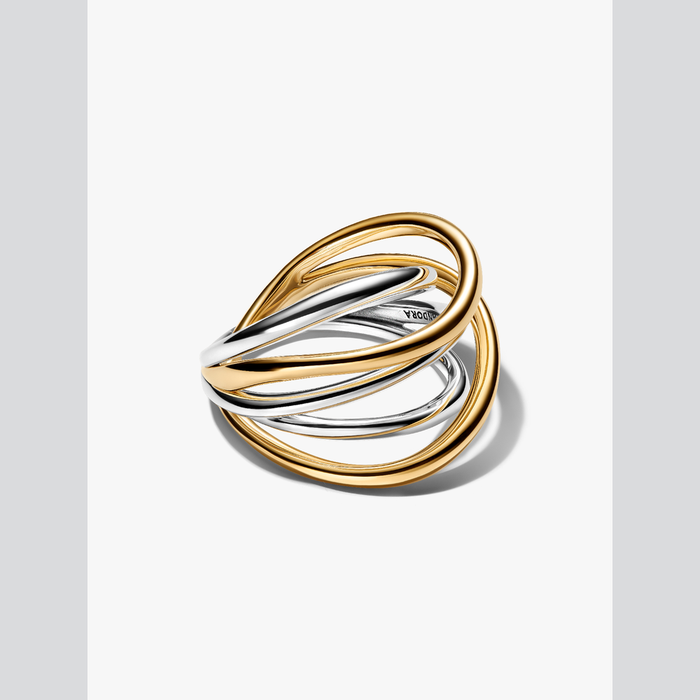 Anello Linee Intrecciate Bicolore
