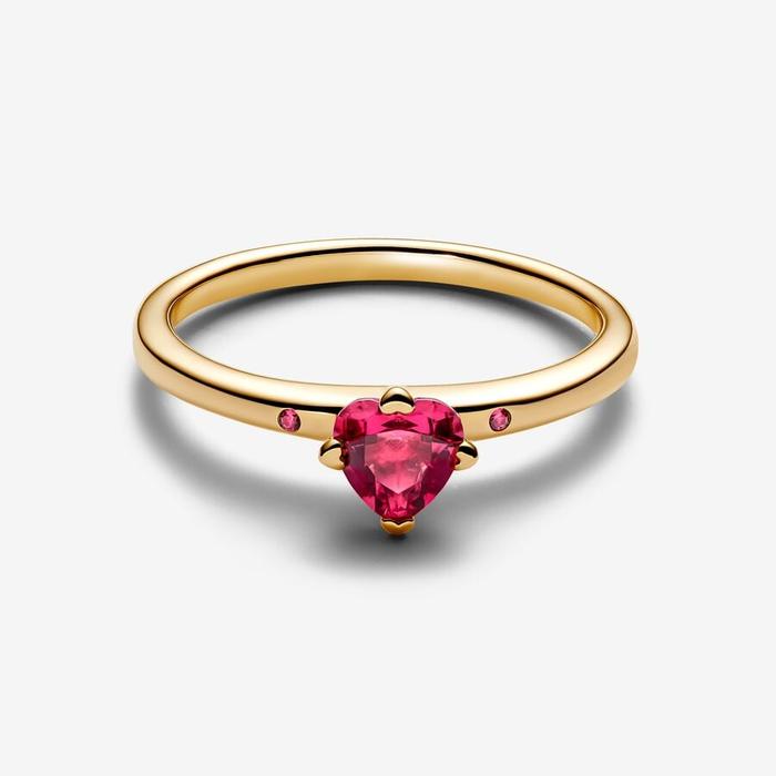 Anelli Solitario Cuore Rosso