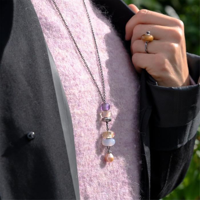 Collana d'Argento con Perla Rosa