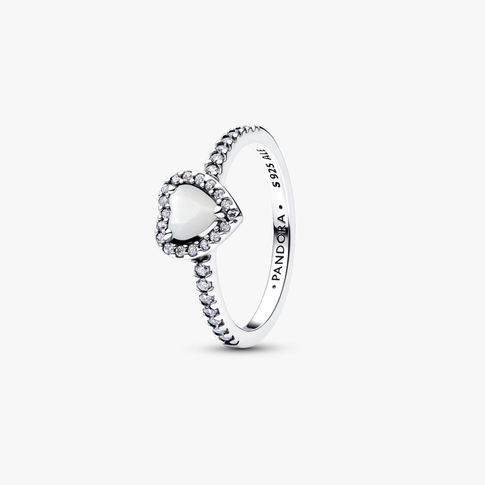 Anello Cuore in Rilievo Bianco