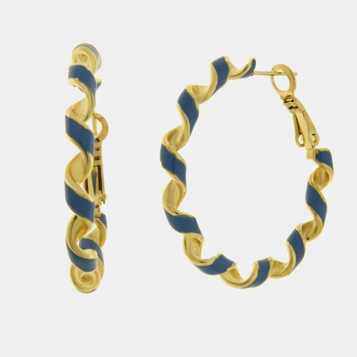 Orecchini in Acciaio cerchio smaltato blu