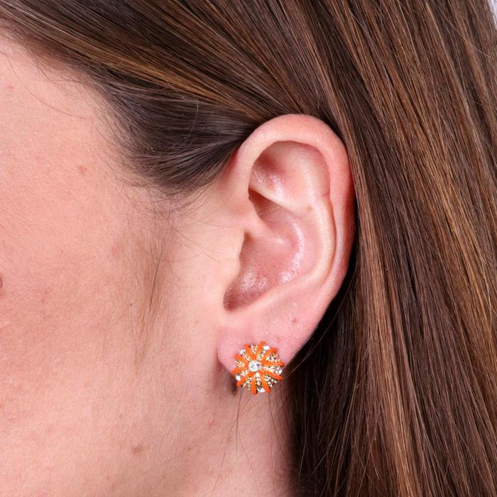 Orecchini in Metallo a lobo con ricci arancio