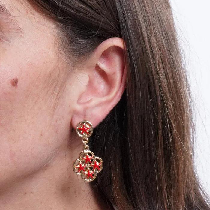 Orecchini in Metallo maioliche con stelle marine rosse