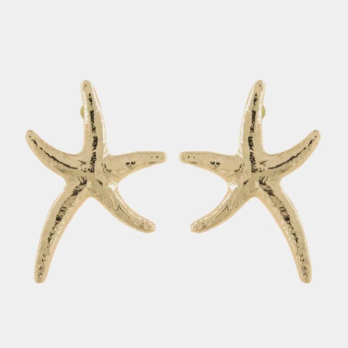 Orecchini in Metallo a forma di stella marina rifinitura martellata