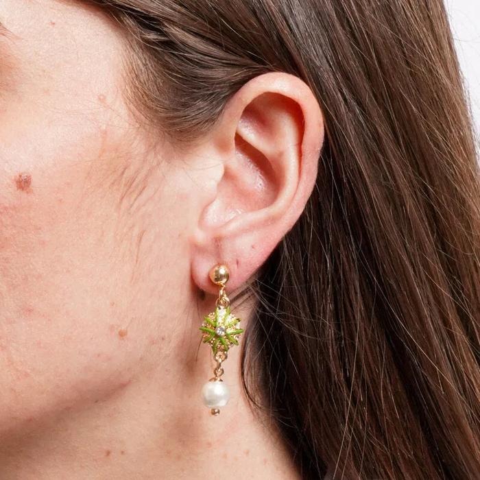 Orecchini in Metallo con pendenti a forma di ricci e perle