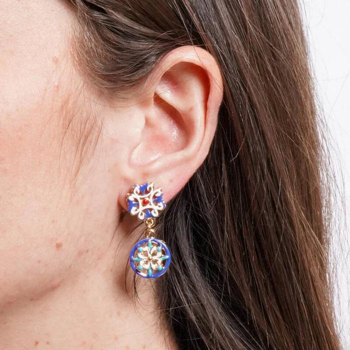 Orecchini in Metallo con maioliche blu
