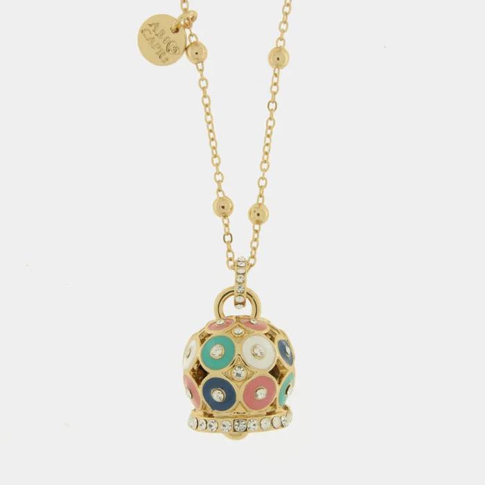 Collana in Metallo con campana a pois multicolor e zirconi grande