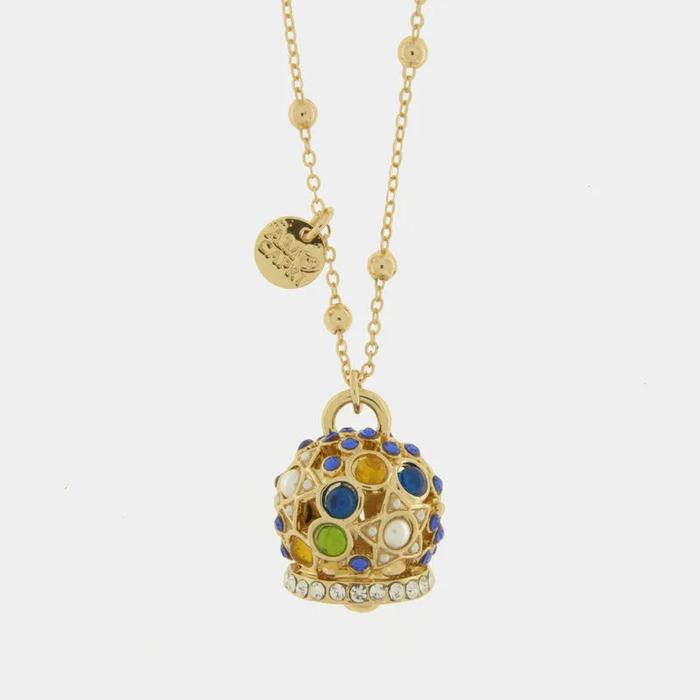 Collana in Metallo con campana e zirconi multicolor grande