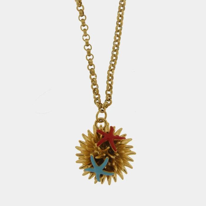 Collana in Metallo con riccio di mare e stelle marine