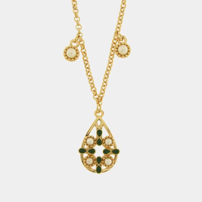 Collana in Metallo a goccia con maiolica verde