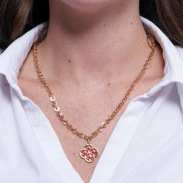 Collana in Metallo maiolica rossa