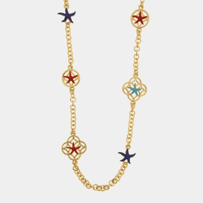 Collana in Metallo con stelle marine rosse, azzurre e blu
