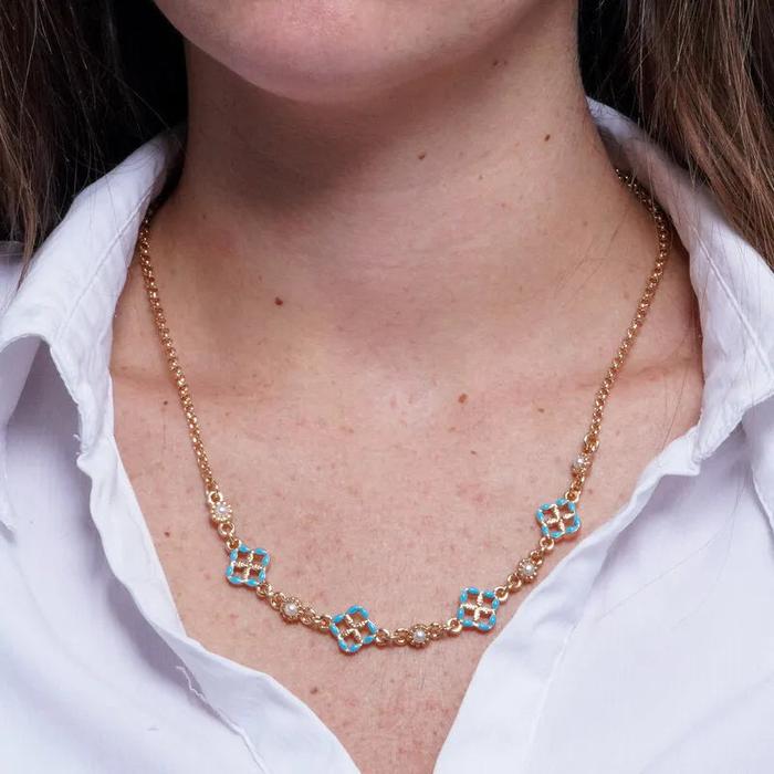 Collana in Metallo maioliche azzurre