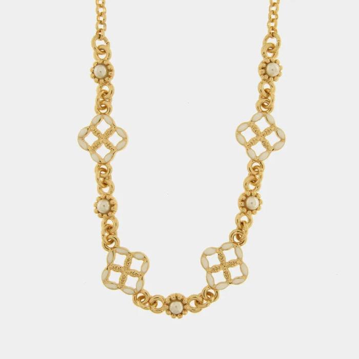 Collana in Metallo maioliche bianche