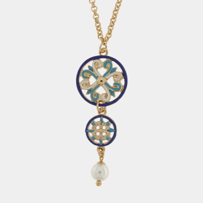 Collana in Metallo maioliche siciliane pendenti