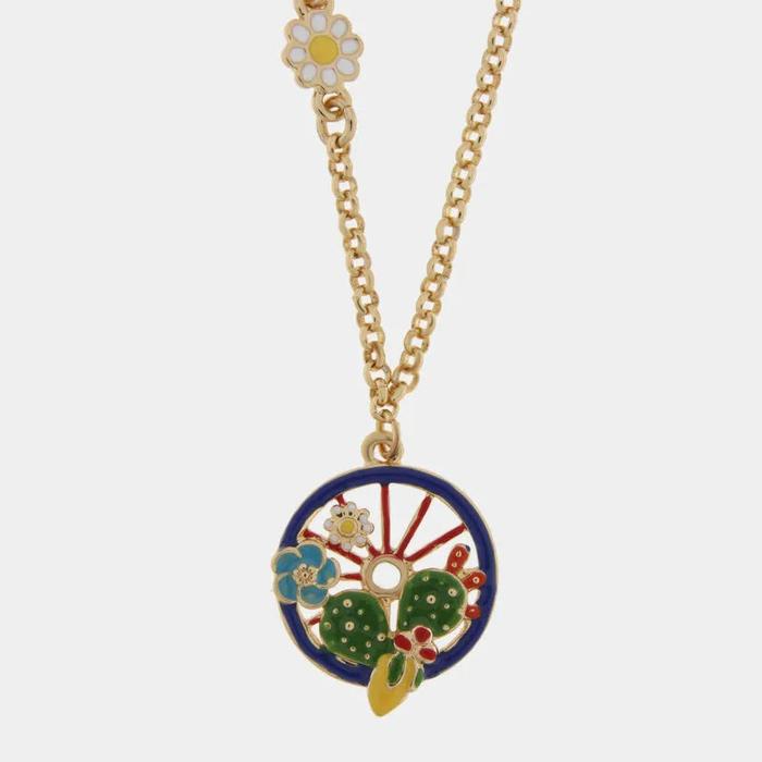 Collana in Metallo con margherita e ruota di