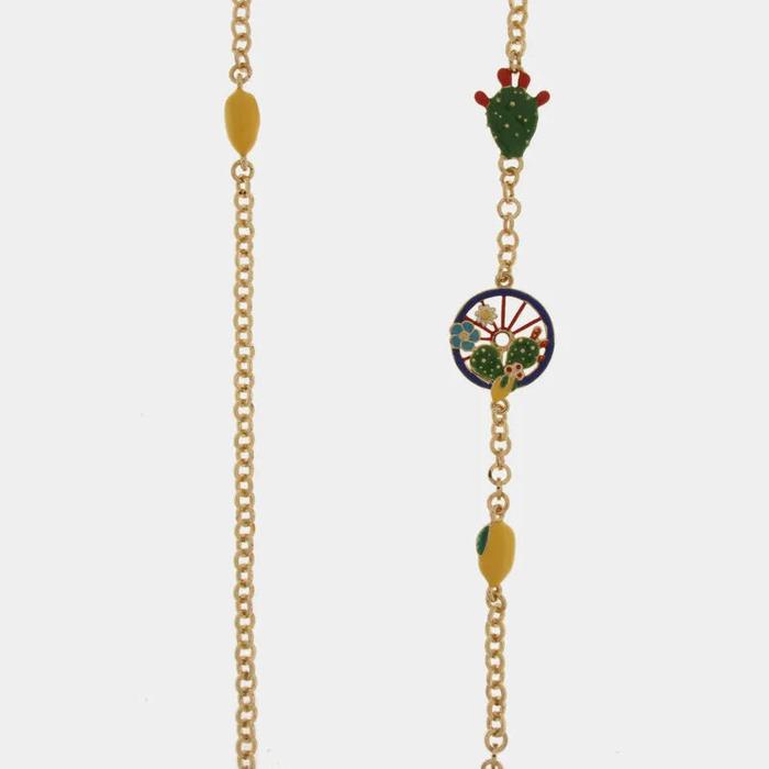 Collana in Metallo con fico d'india, limoni