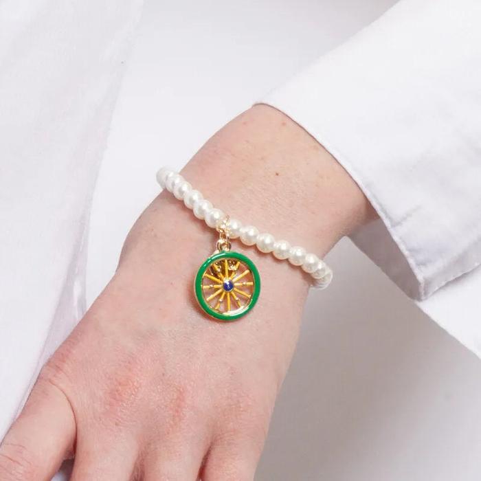 Bracciale in Metallo elastico con ruota di carro siciliano