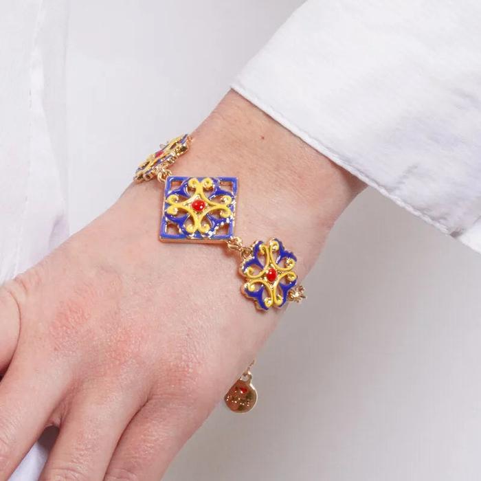 Bracciale in Metallo con ciondoli ispirati alle maioliche
