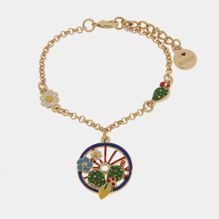 Bracciale in Metallo con ciondoli ruota di carro e limoni