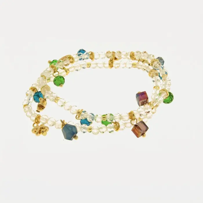 Bracciale in Metallo doppio filo con cristalli colorati