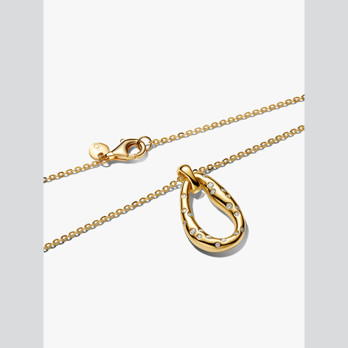 Collane e Pendenti Collana Ovale Linea Sinuosa con Pietre Luminose