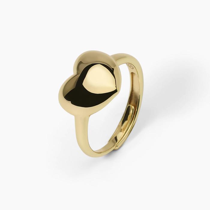 Anello chevalier con cuore in argento dorato DON'T SAY LOVE