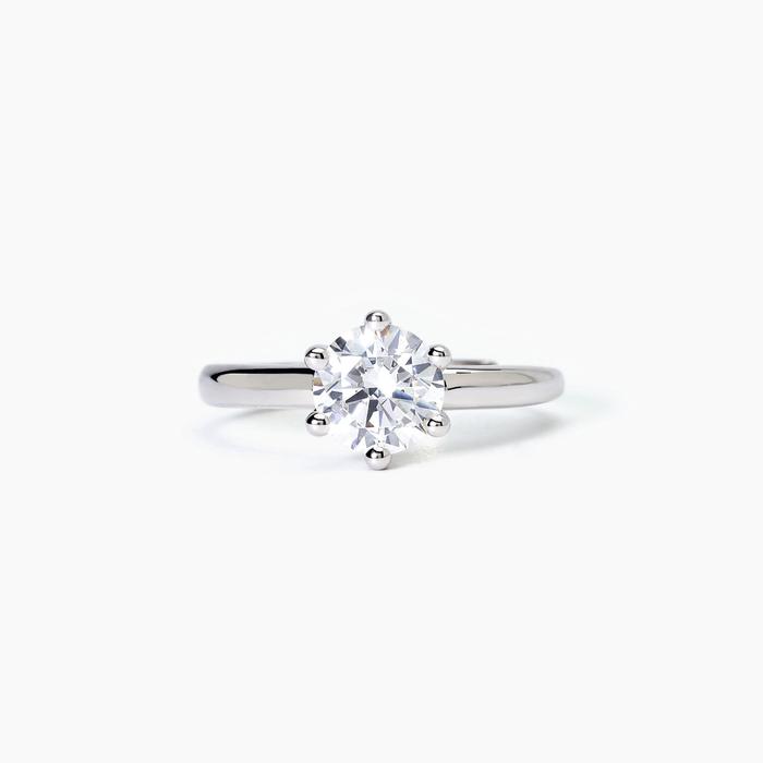 Anello in argento rodiato con zircone SOLITAIRE