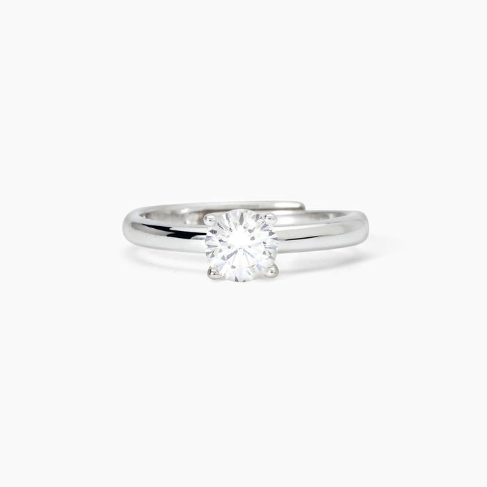 Anello solitario in argento rodiato con zircone SOLITAIRE