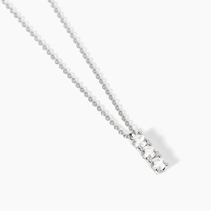 Girocollo in argento rodiato con catena forzatina e zirconi bianchi TRILOGY