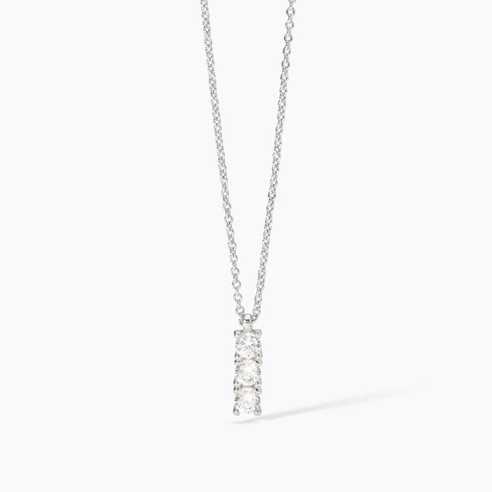 Girocollo in argento rodiato con catena forzatina e zirconi bianchi TRILOGY