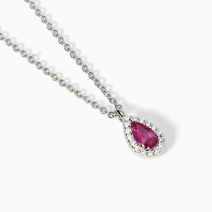 Girocollo in argento con rubino sintetico e zirconi COOL OR RÉTRO?