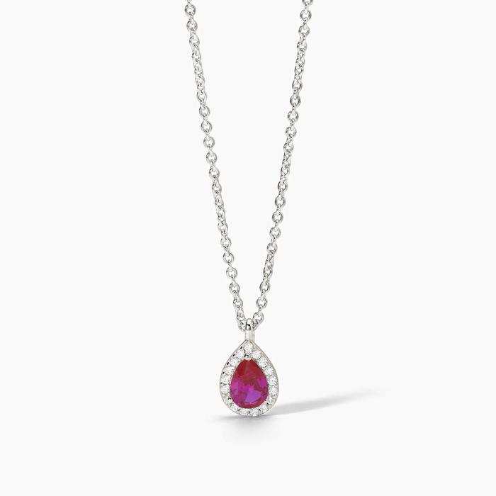 Girocollo in argento con rubino sintetico e zirconi COOL OR RÉTRO?
