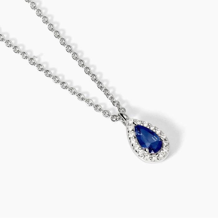 Girocollo in argento con zaffiro sintetico e zirconi COOL OR RÉTRO?