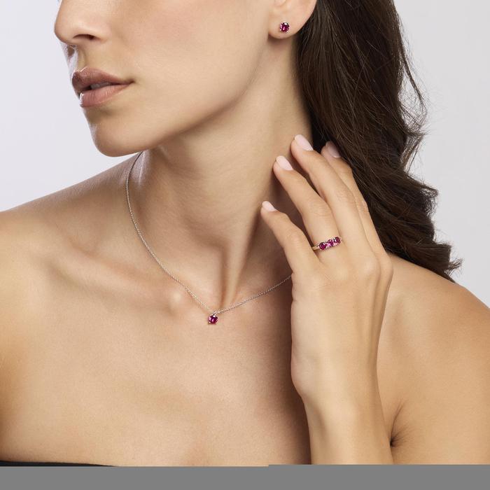 Orecchini in argento con rubini sintetici SHINY