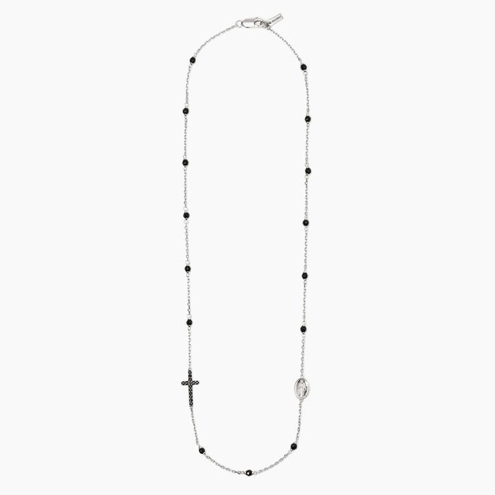 Collana uomo in argento con croce e Madonnina Mystical