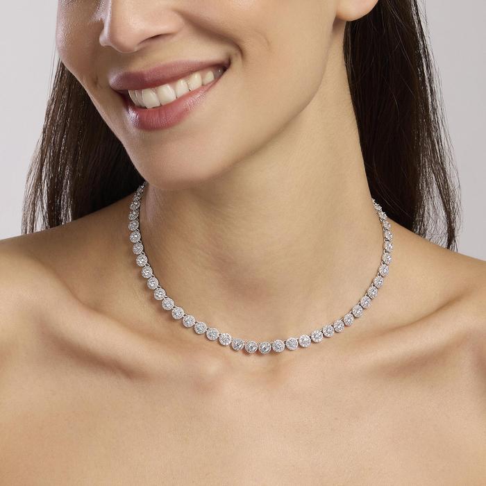 Girocollo tennis in argento con zirconi Milanesienne