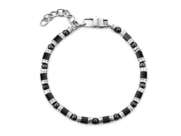 BRACCIALE TUBETTI ACCIAIO E PVD NERO