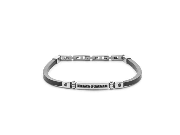 Bracciale caucciù zirconi neri